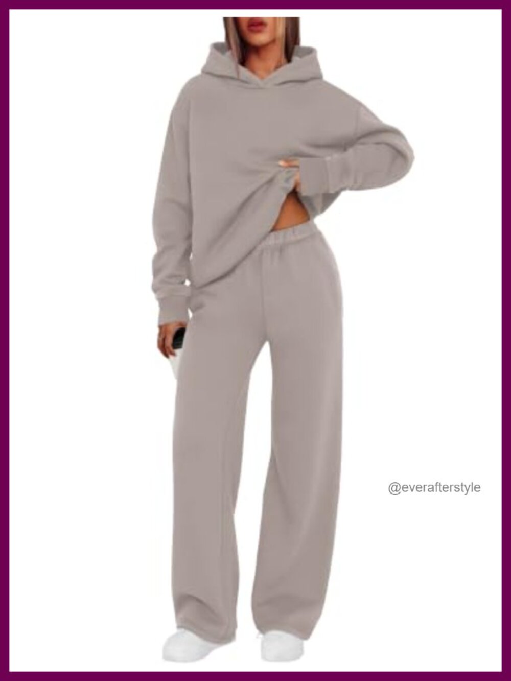 Womens 2 Piece Sweatsuit Hoodie Wide Leg Sweatpants Lounge Set